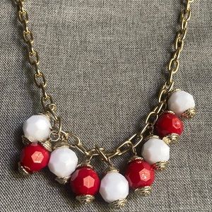 Beautiful red and white bobble necklace.